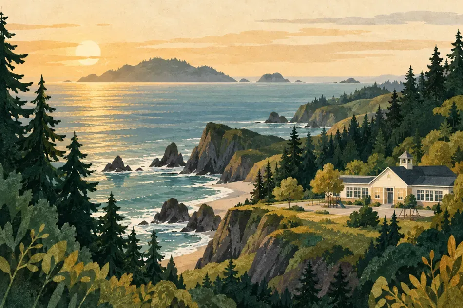 Pacific school landscape.